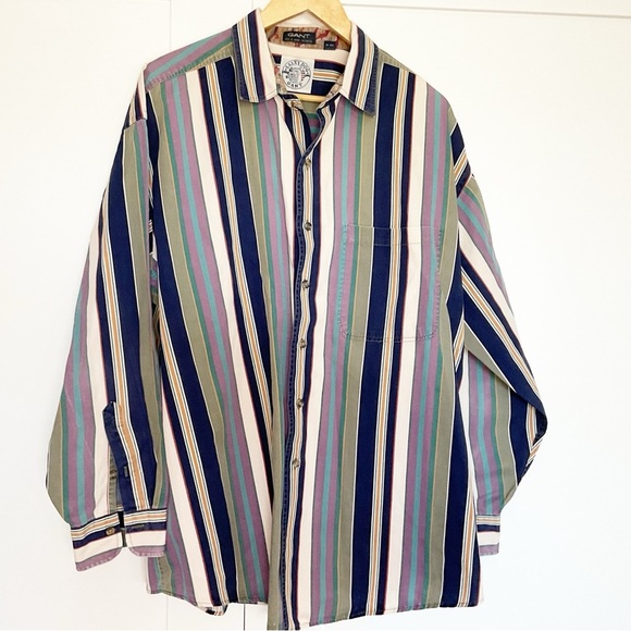 Gant Salty Dog Striped Poplin Button Down Grunge Y2K Shirt 90’s Vintage XL - Picture 1 of 10
